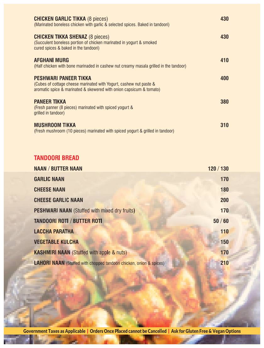 De Baga Deck Restaurant & Bar menu