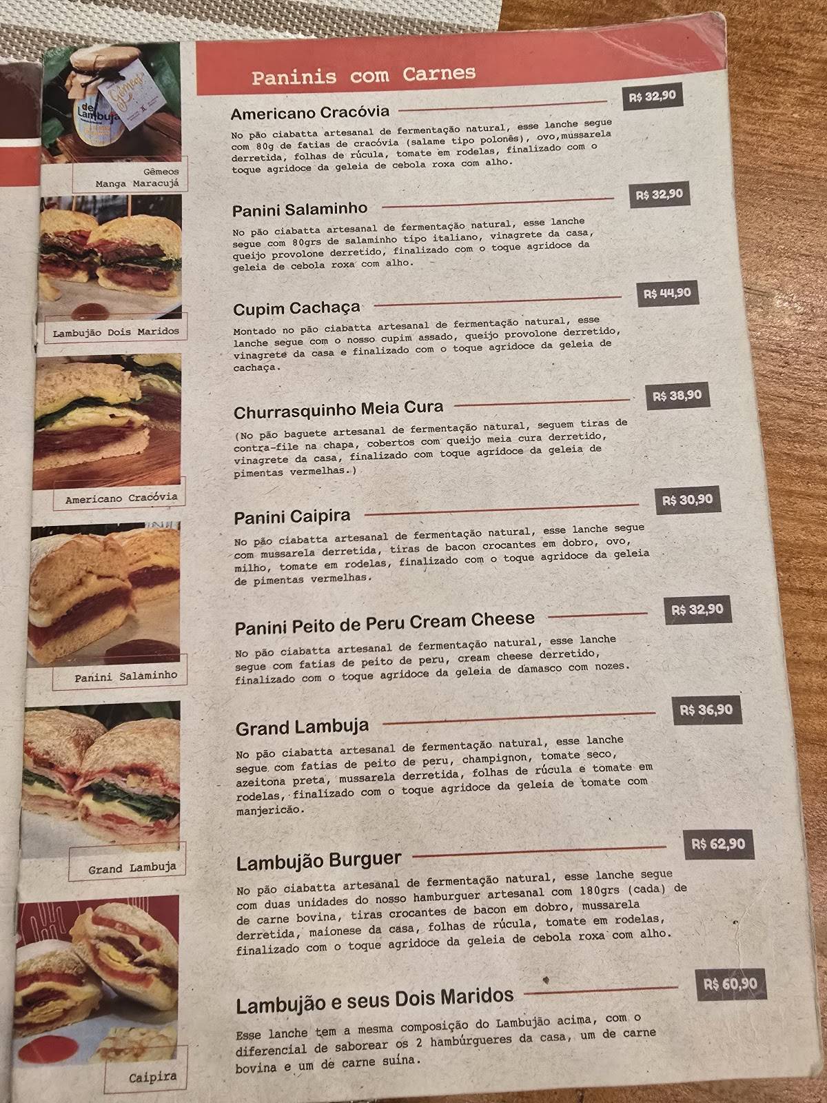 De Lambuja Café com Geleia cardápio