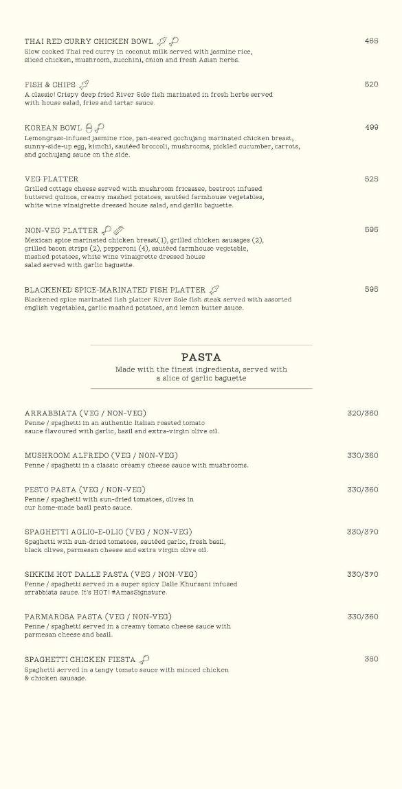 AMA Cafe Rajpur Road menu