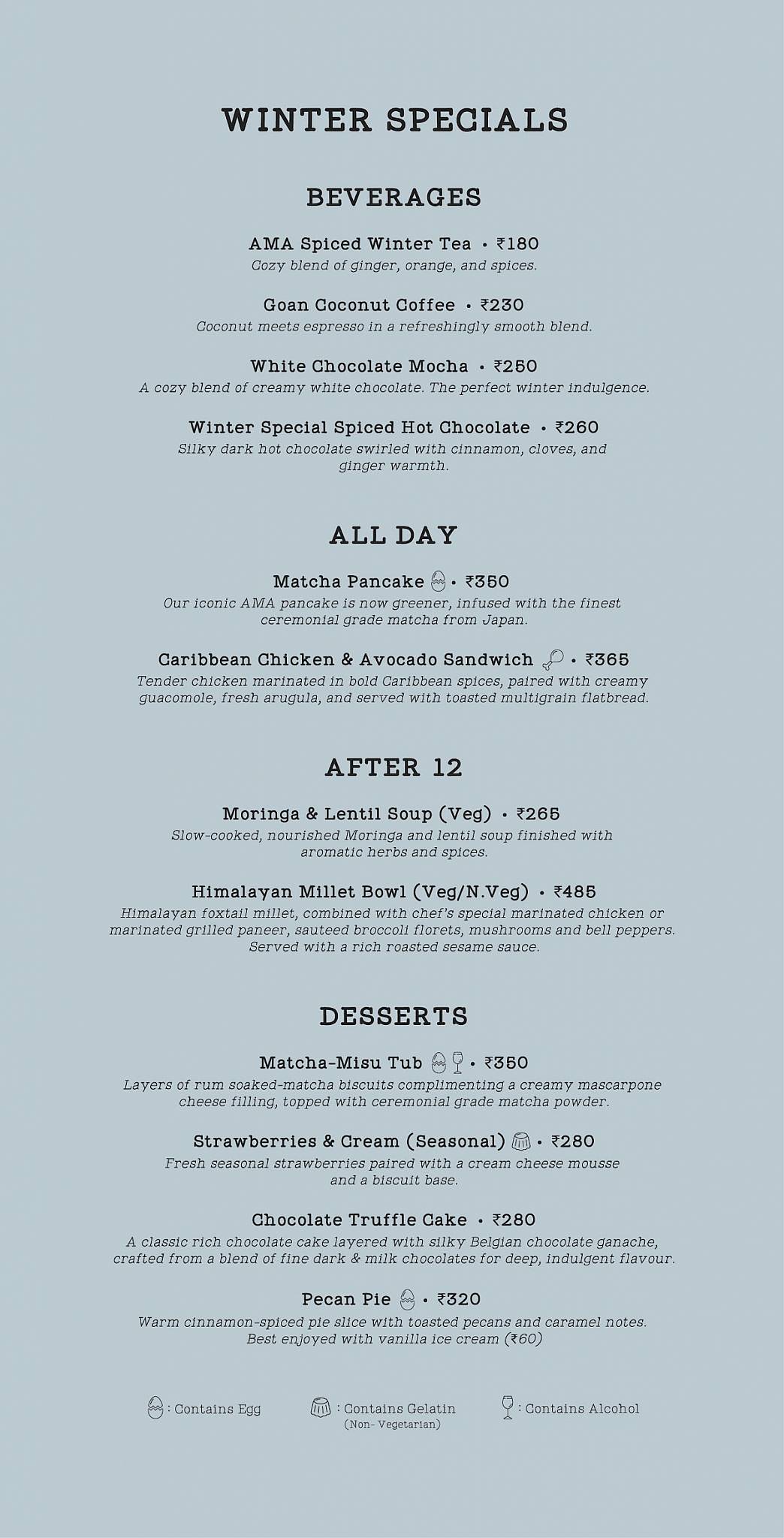 AMA Cafe Rajpur Road menu