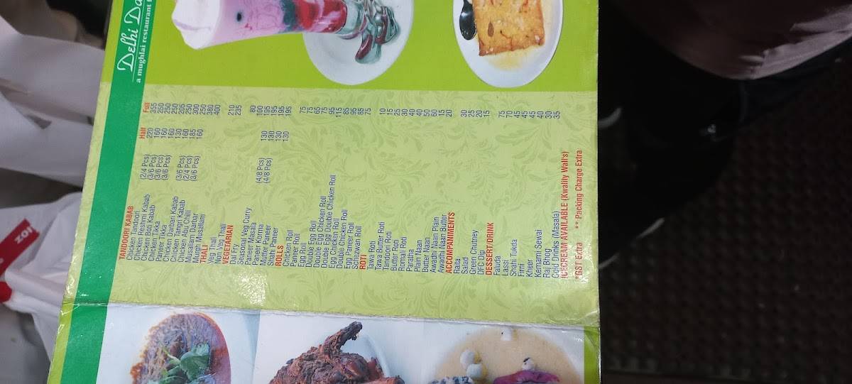Delhi Darbar menu