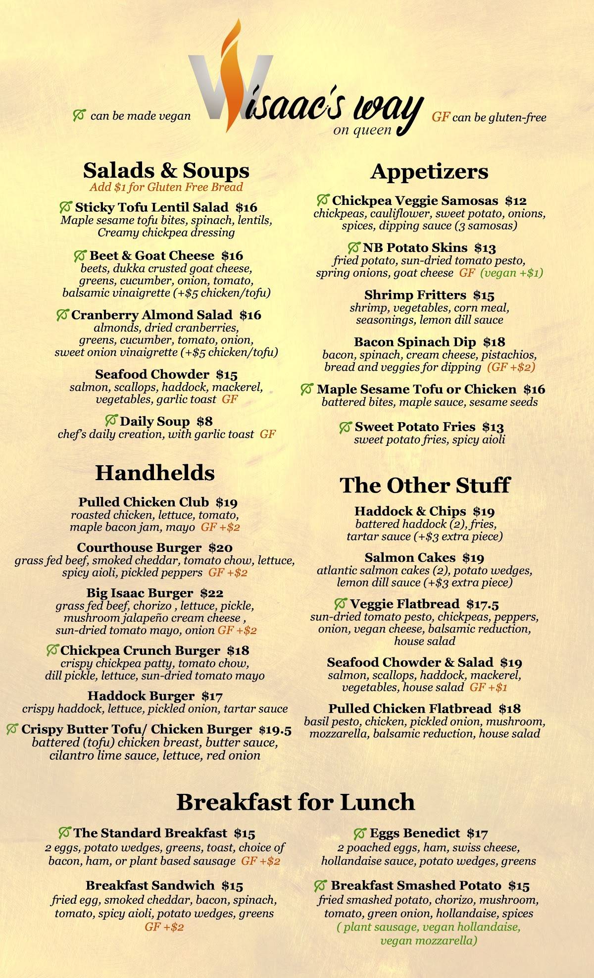 Menu de Isaac's Way Restaurant