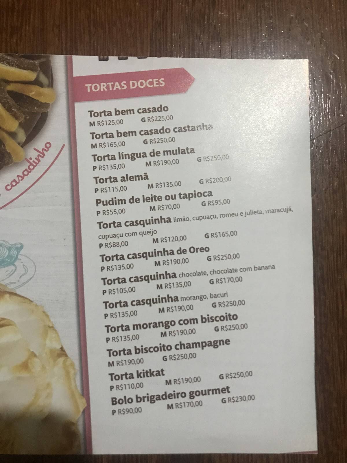 Mariqueti Doceria cardápio