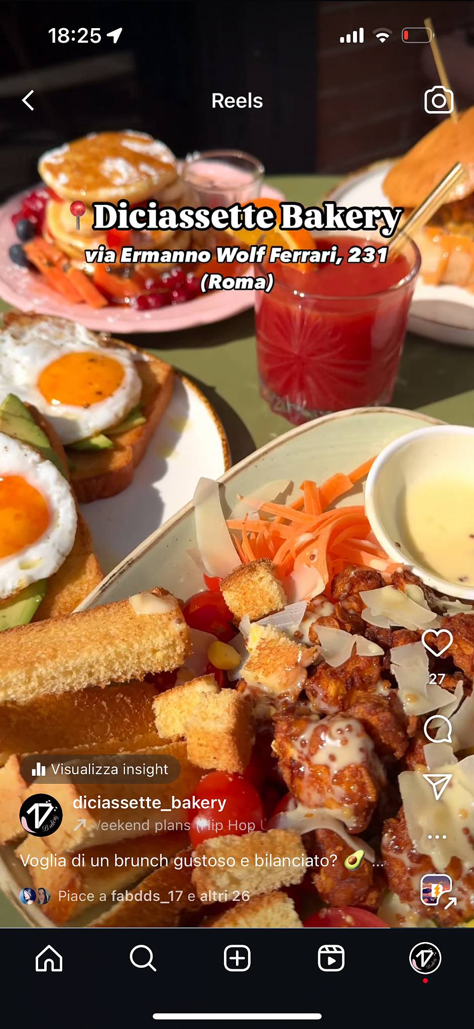 Menu di Diciassette Bakery _ Infernetto 