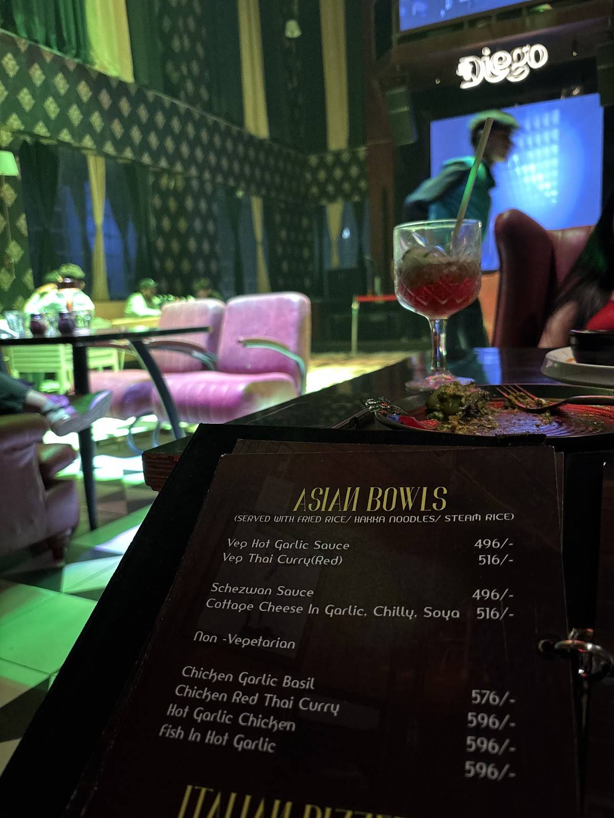 Club Diego menu