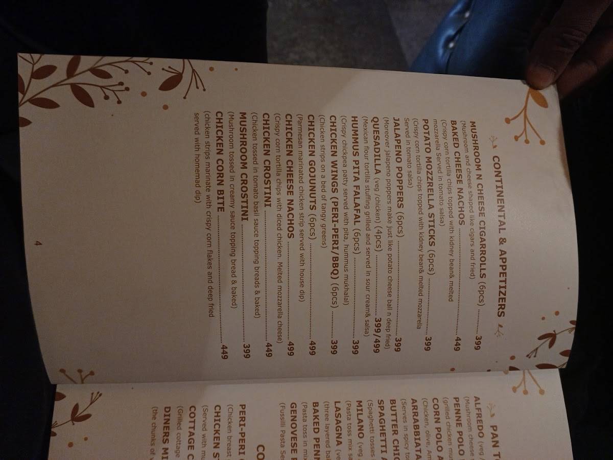 Diner's Villa "A Multi Cuisine Restaurant" menu