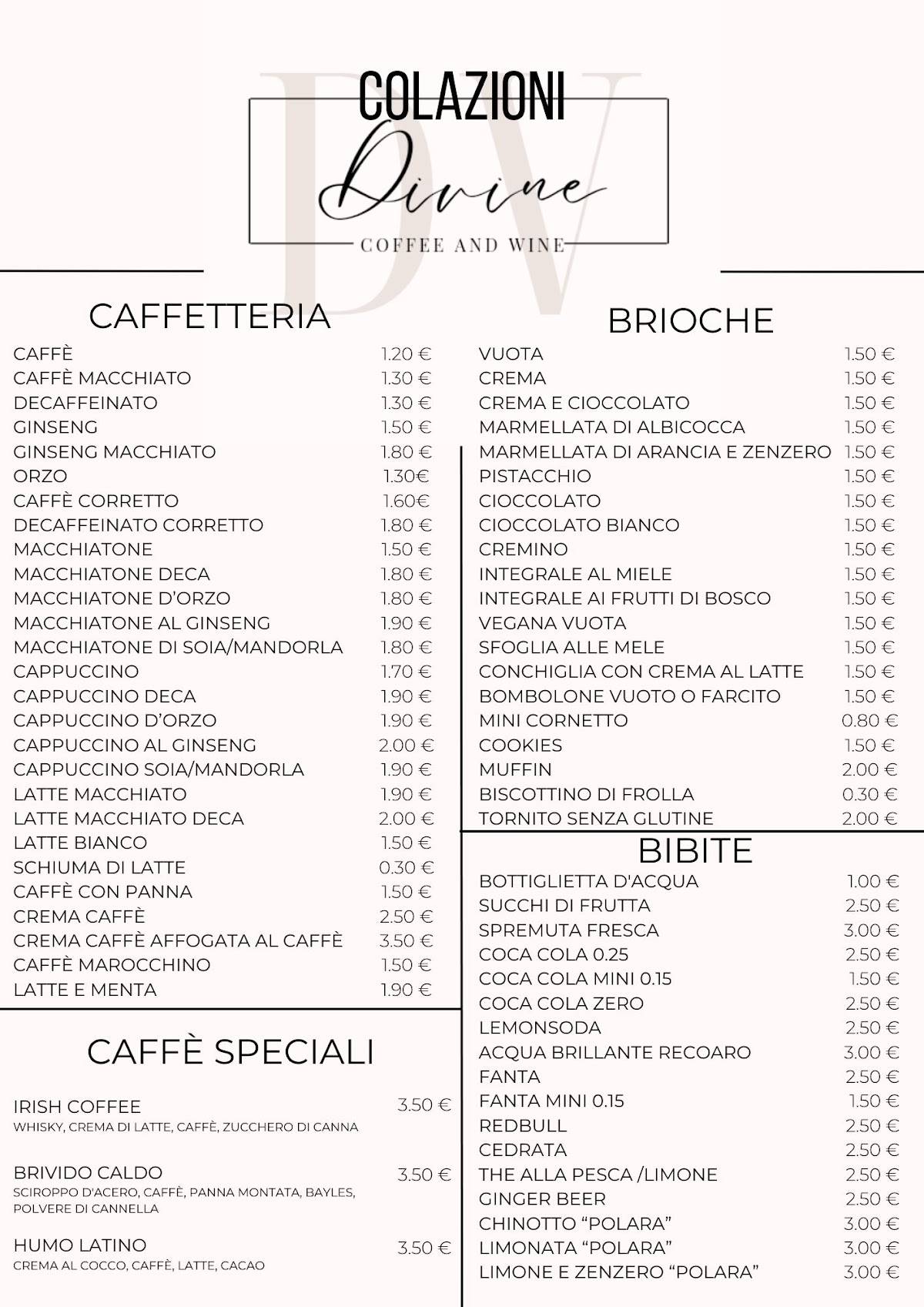Menu di Divine Coffee And Wine 