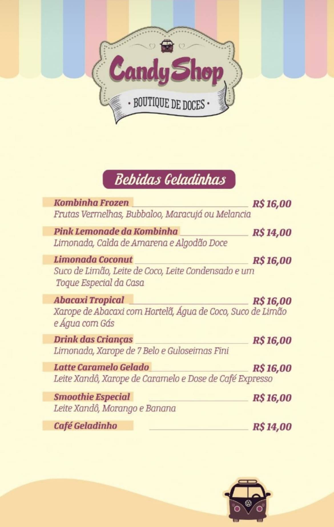 Doceria Kombinha Candy Shop cardápio