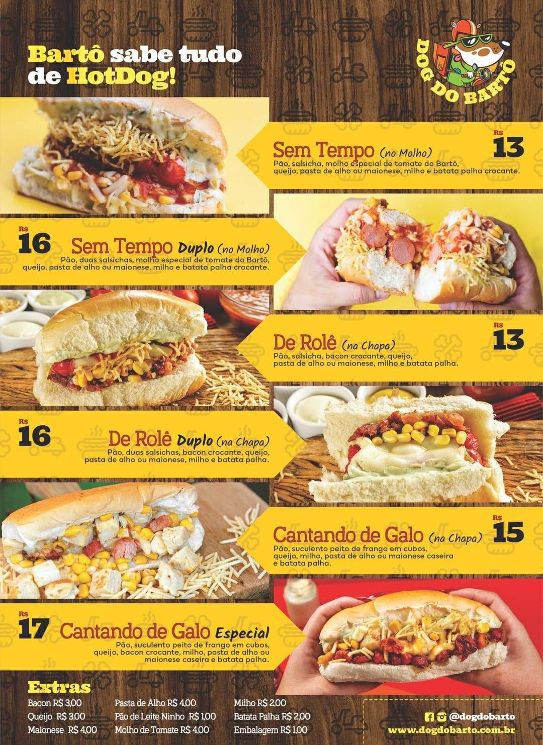 Dog do Bartô - Gama cardápio