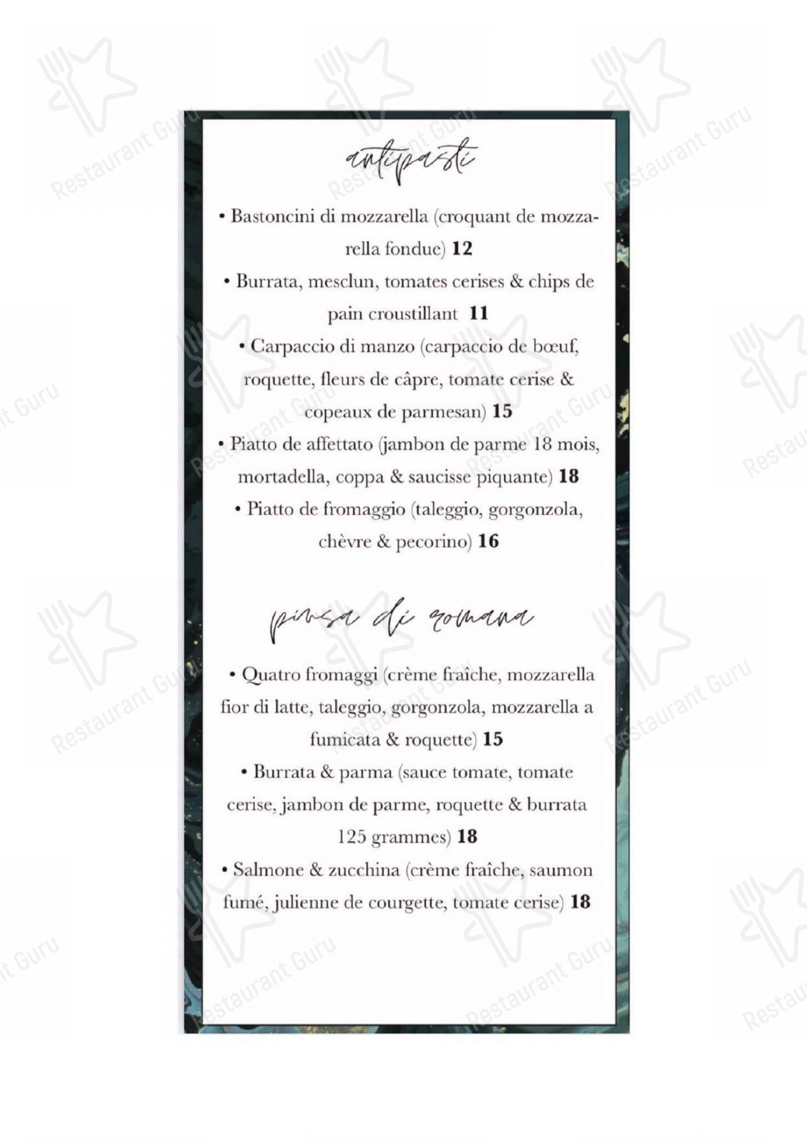 Dogstar dans Paris - Menu