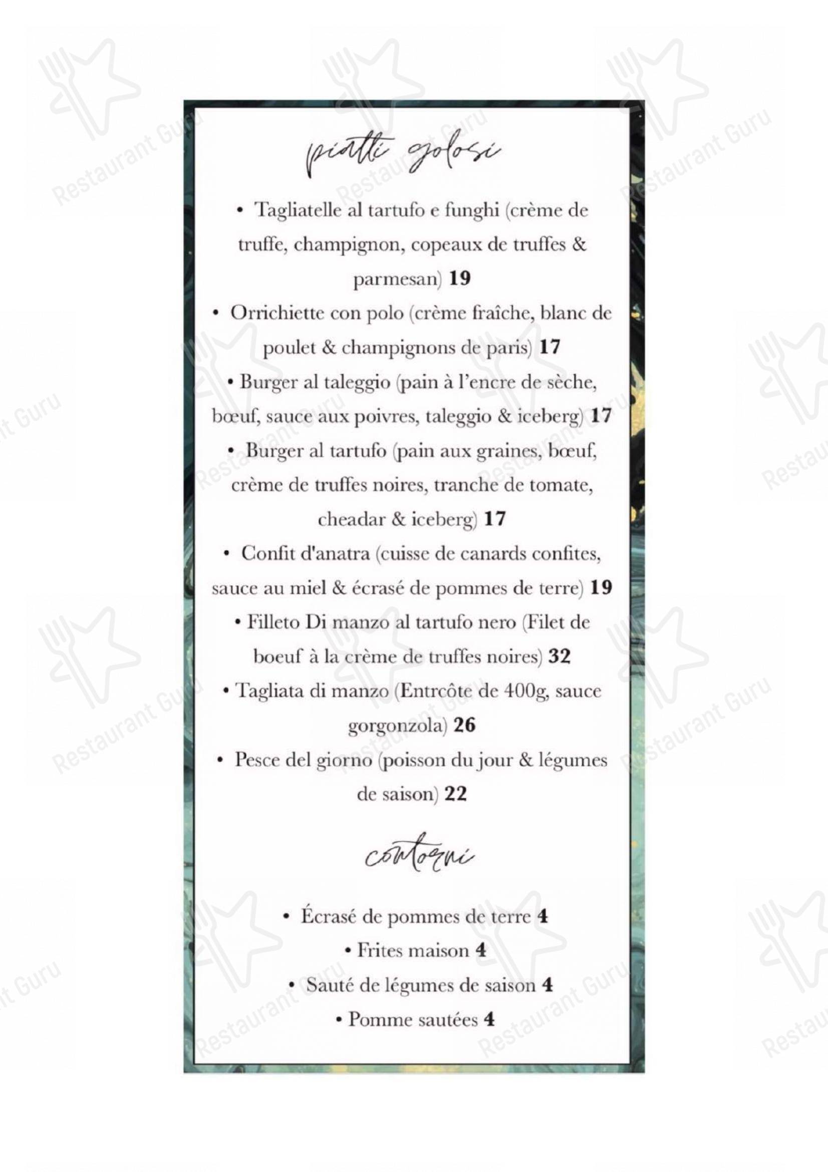 Menu pour Dogstar - Menu