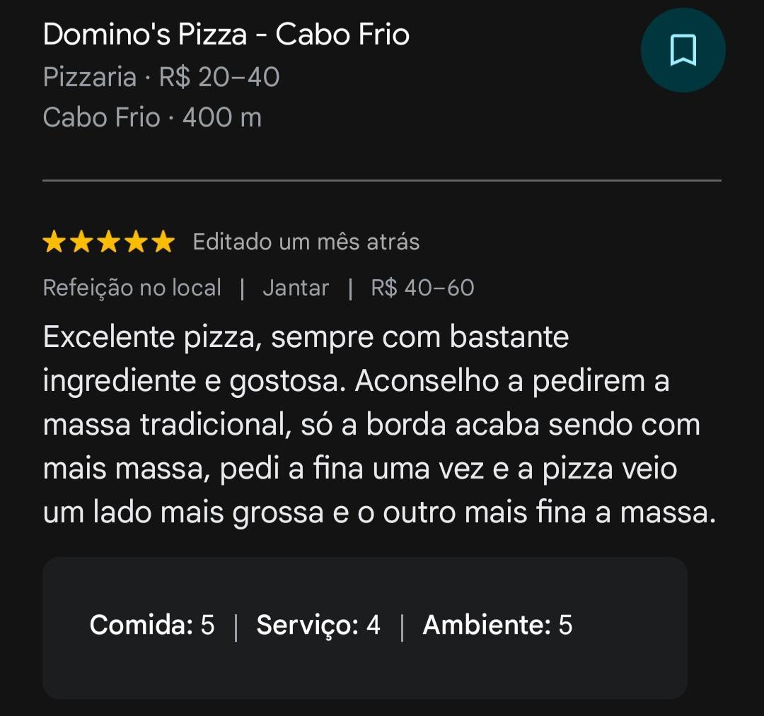 Domino's Pizza - Cabo Frio cardápio