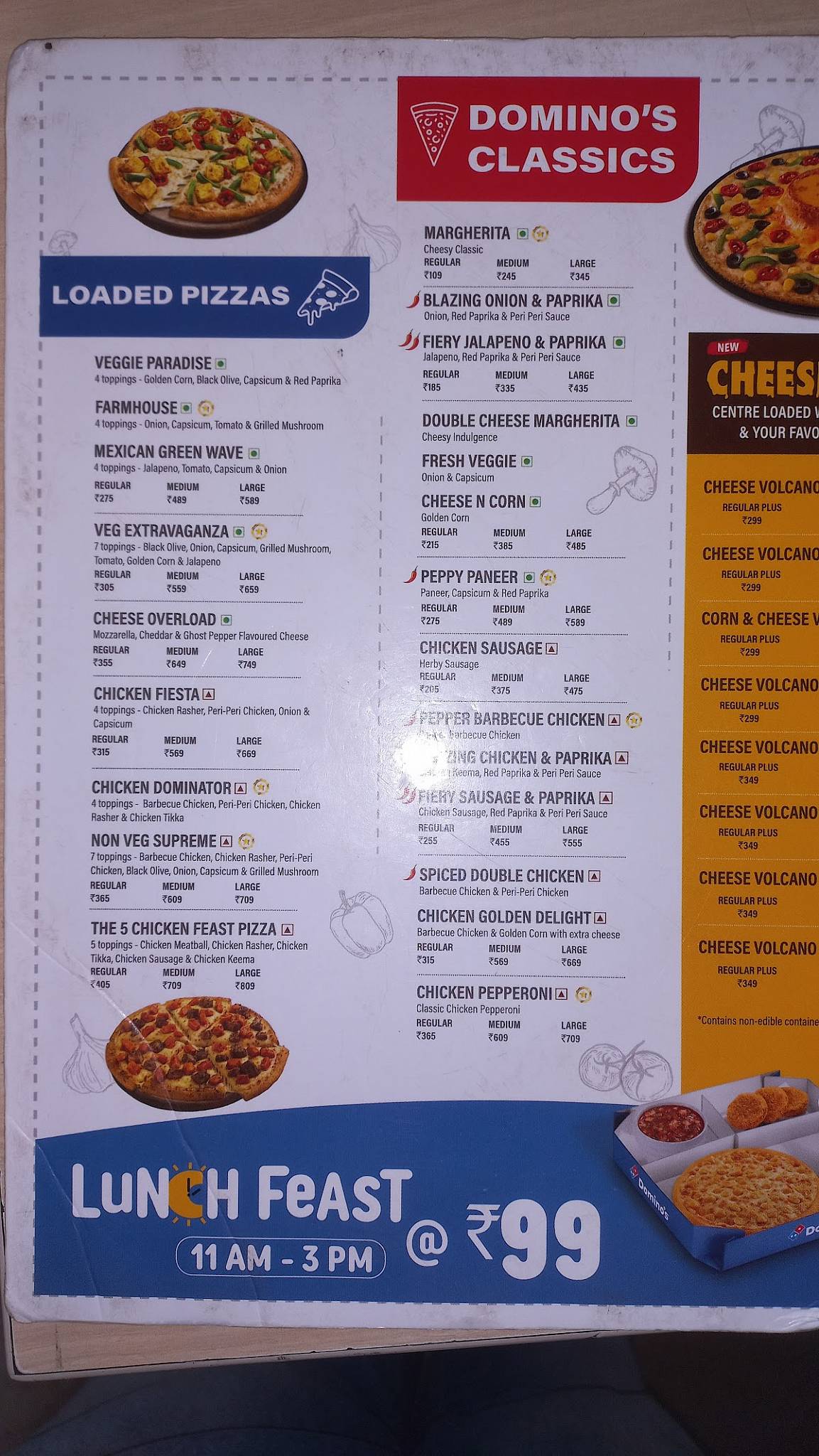 Domino's Pizza menu