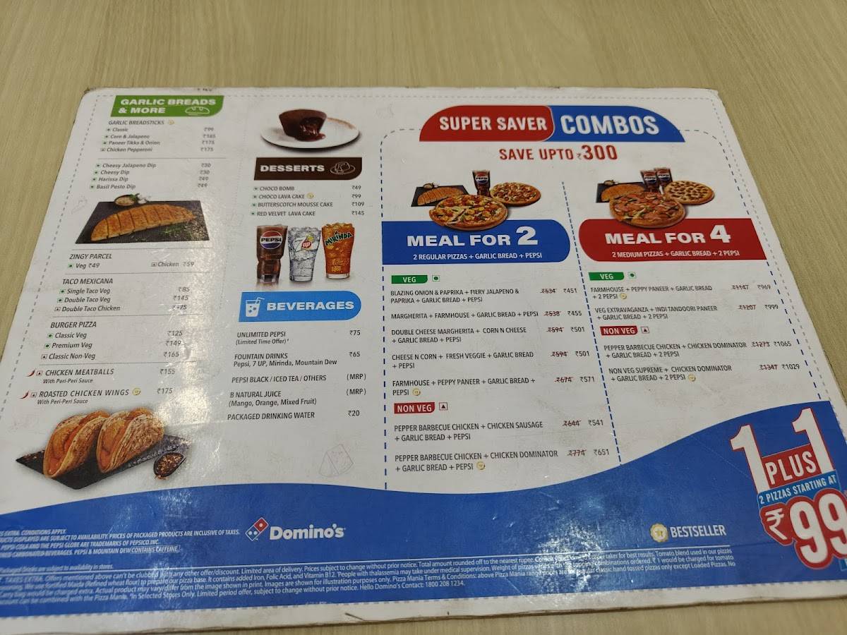 Domino's Pizza menu