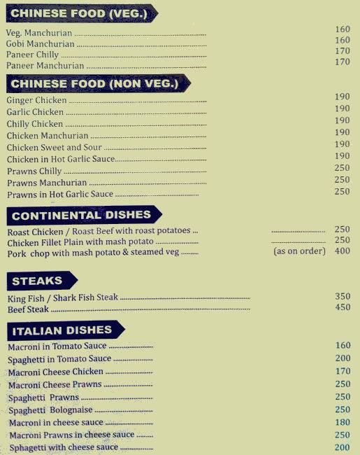 Dommat Beach Shack menu