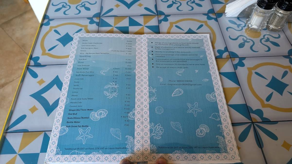 The Goan Room menu