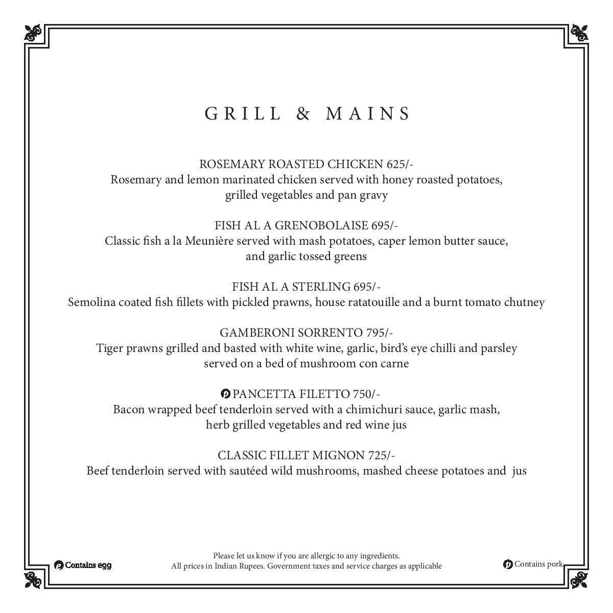 Down Sterling - Restaurant & Lounge Bar menu