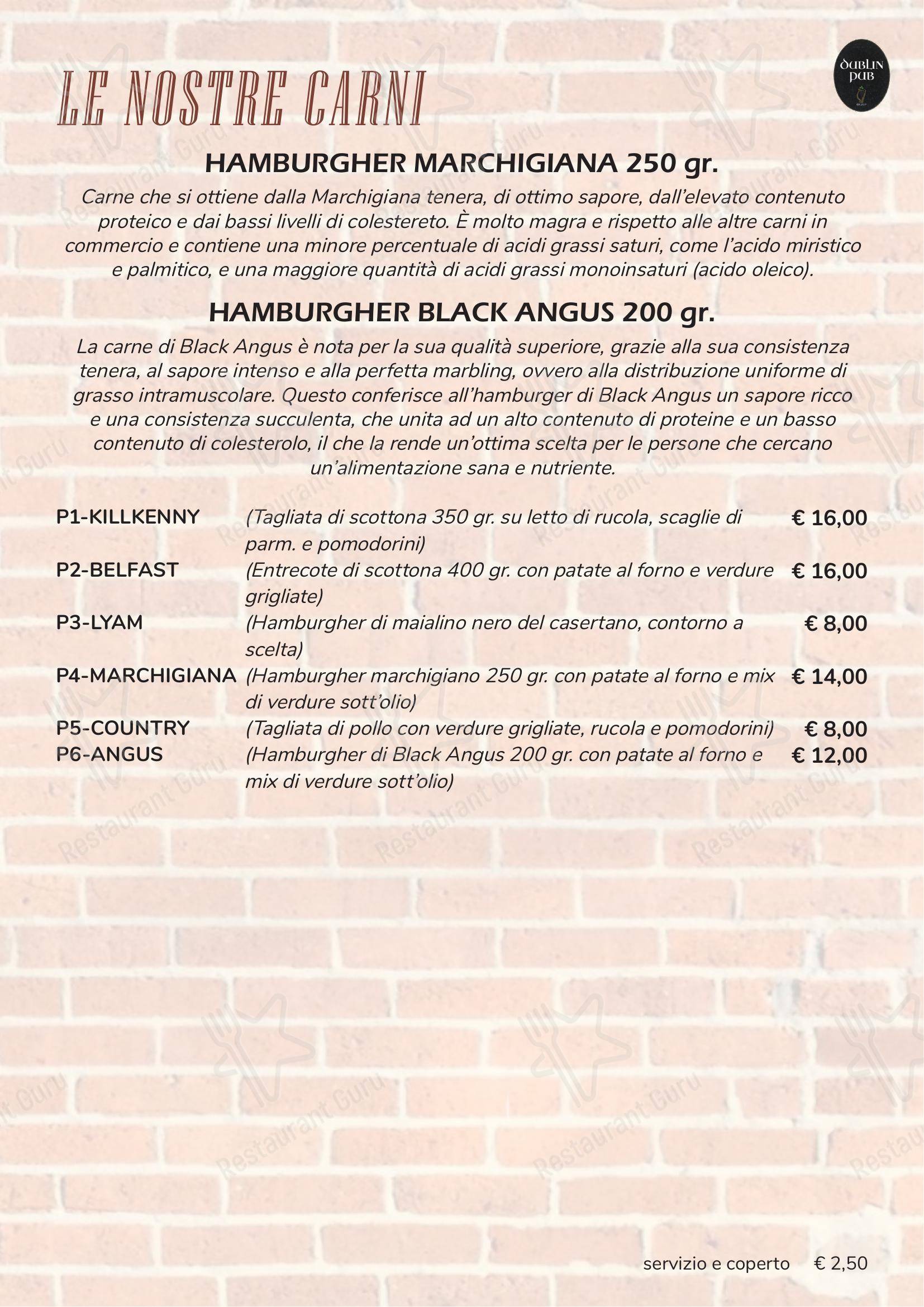 Menu di Dublin Pub - Menu