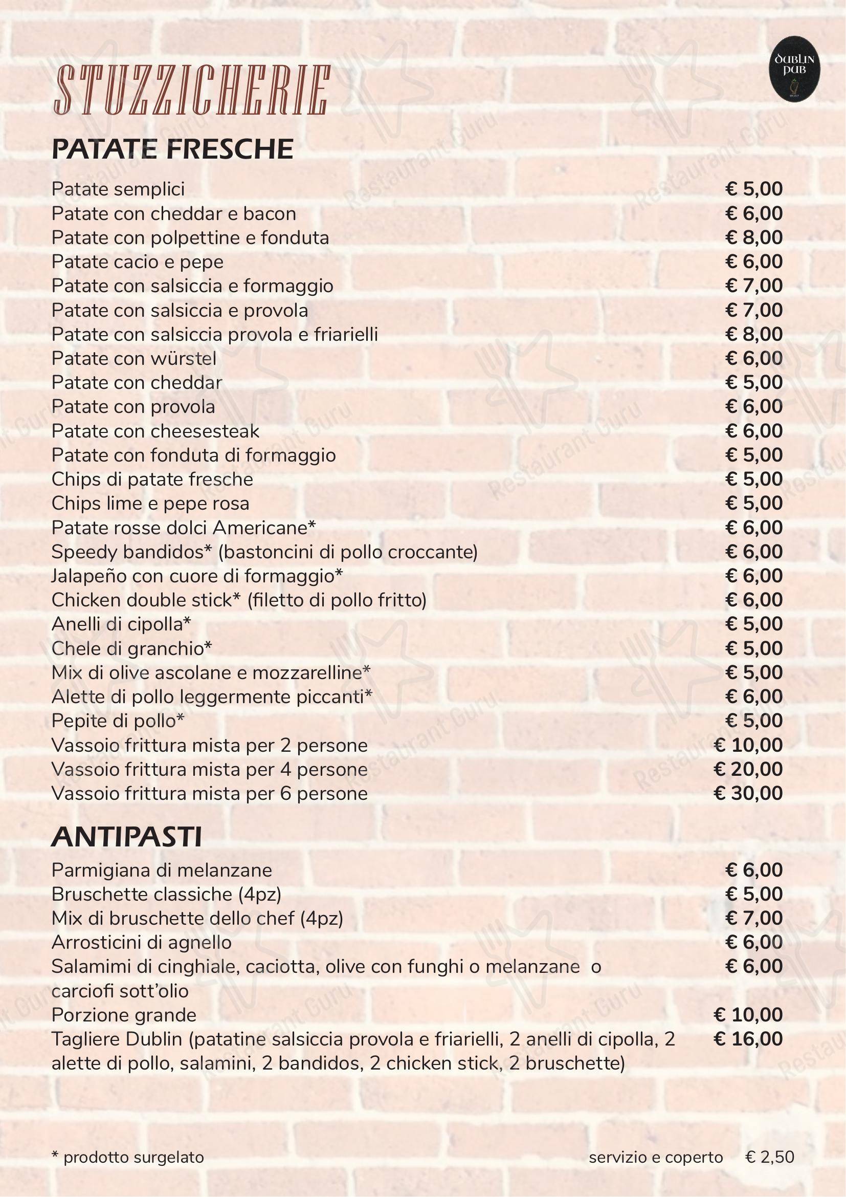 Menu di Dublin Pub - Menu