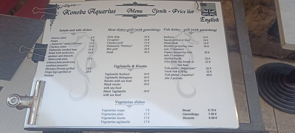 Menu di Aquarius Tavern 