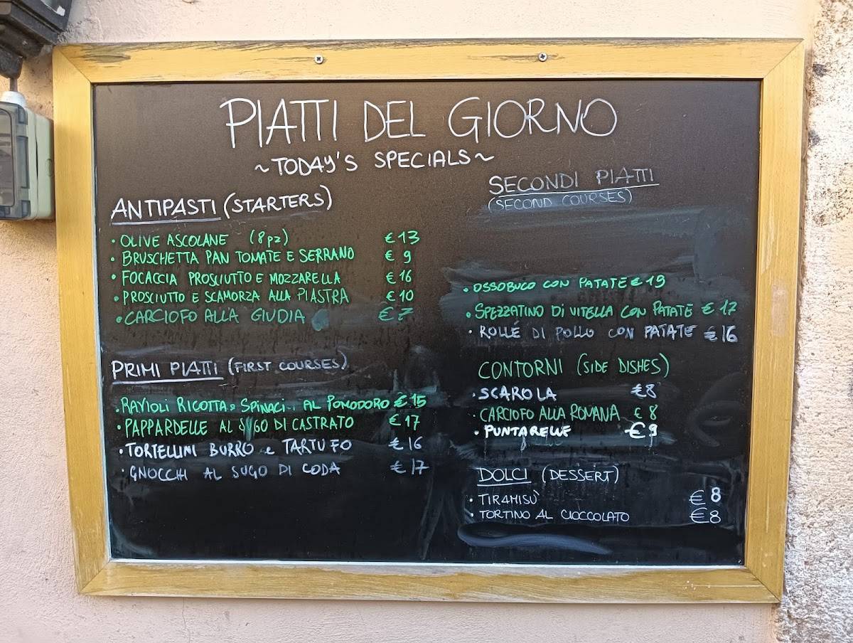 Menu di È Passata la Moretta 