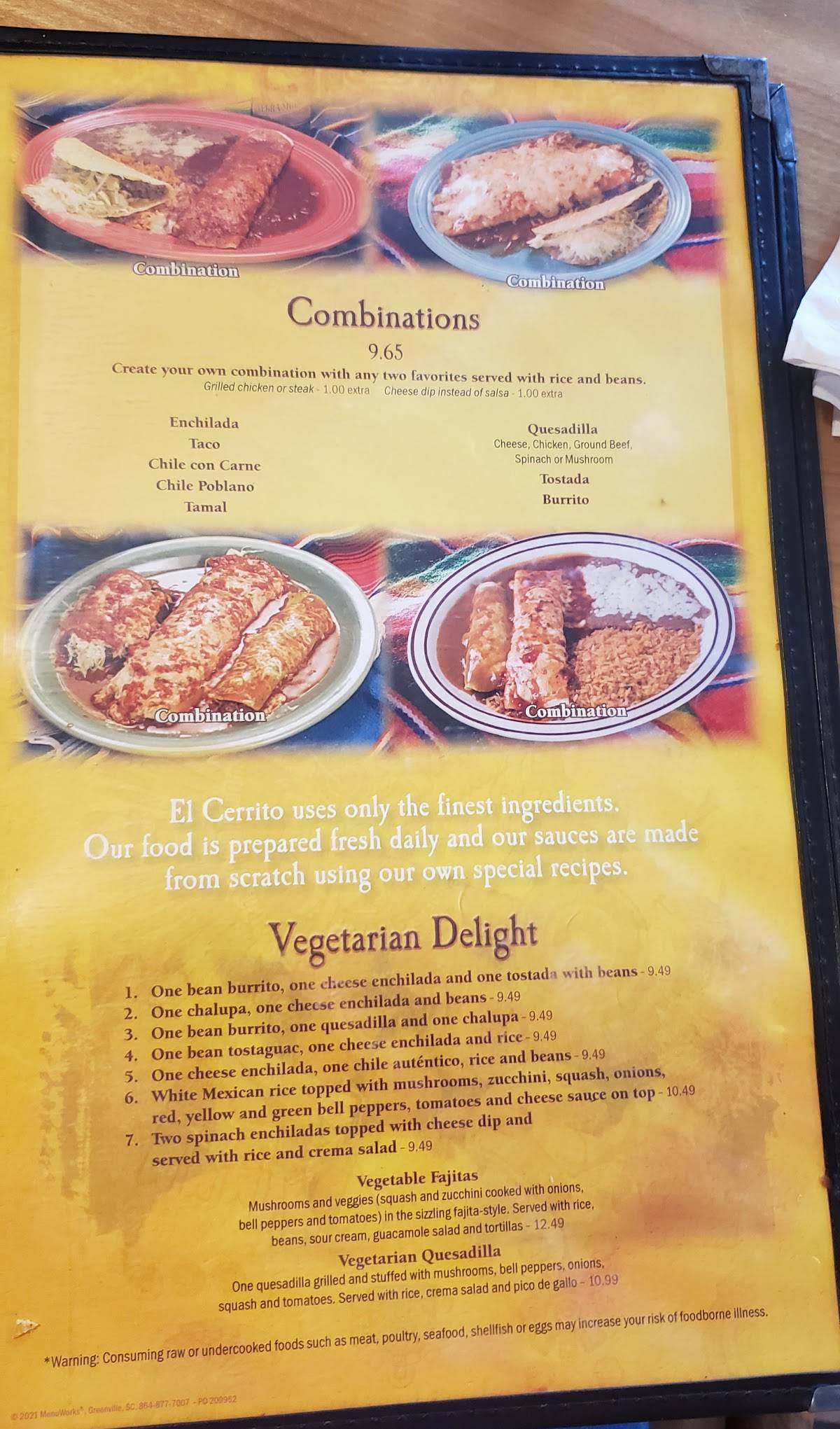 Menu at EL Cerrito Mexican Restaurant & Grill, New Port Richey