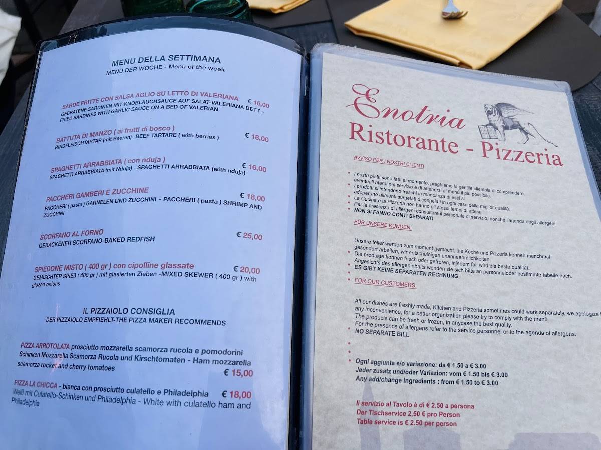 Menu di Enotria 