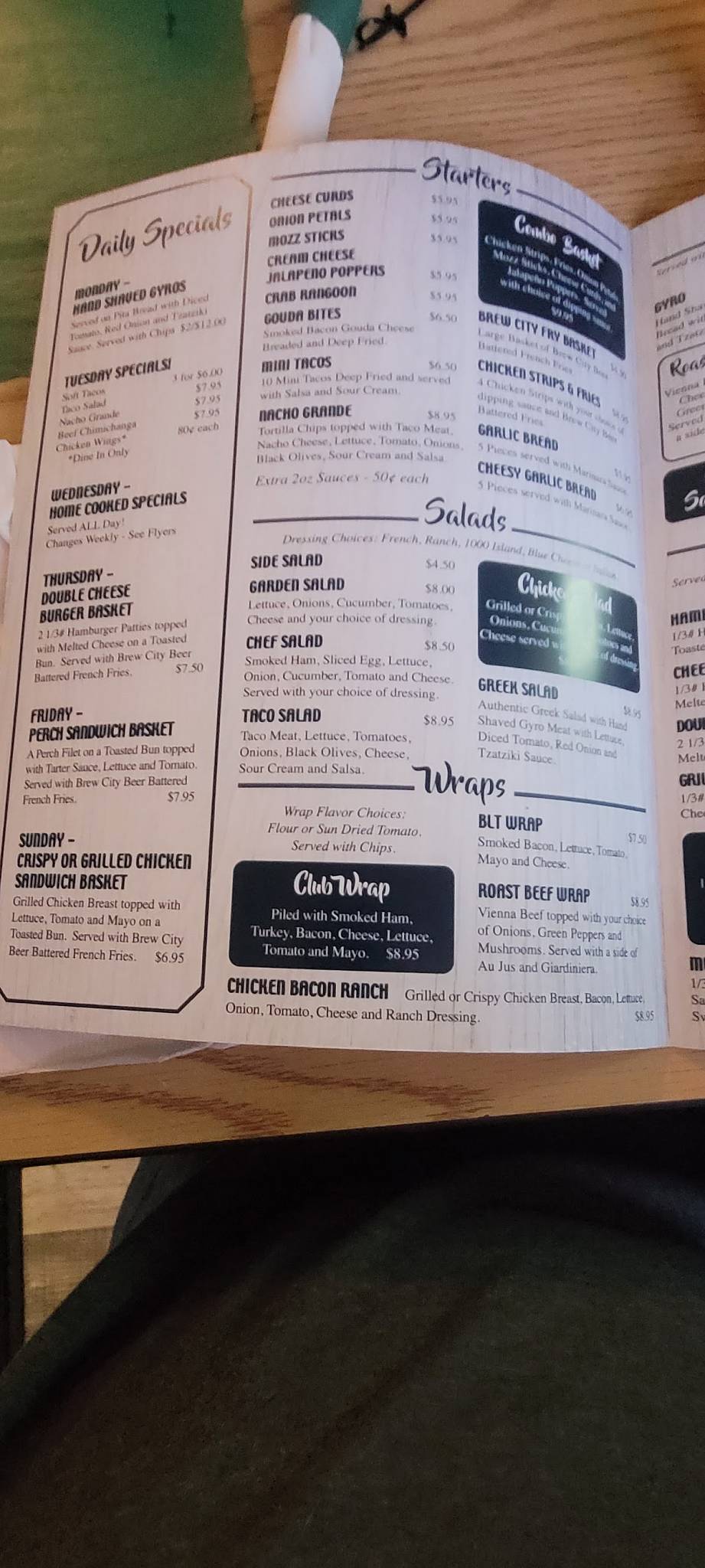 Menu at Eastside Bar & Grill, Marinette