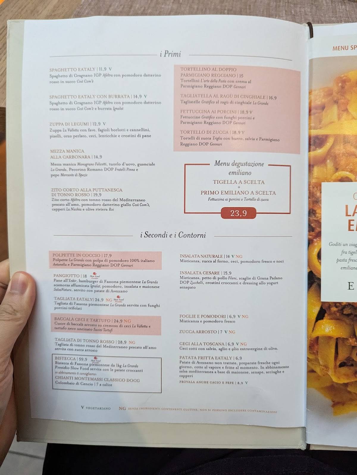 Menu di Eataly Firenze 
