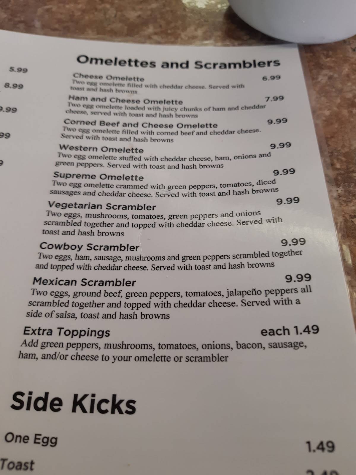 Menu at Whistling Kettle Cafe, Edmonton