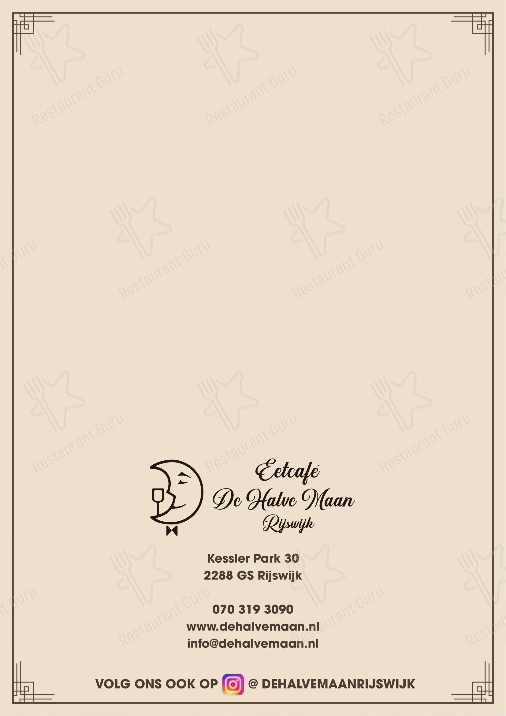 Menu bar pour Eetcafé De Halve Maan café
