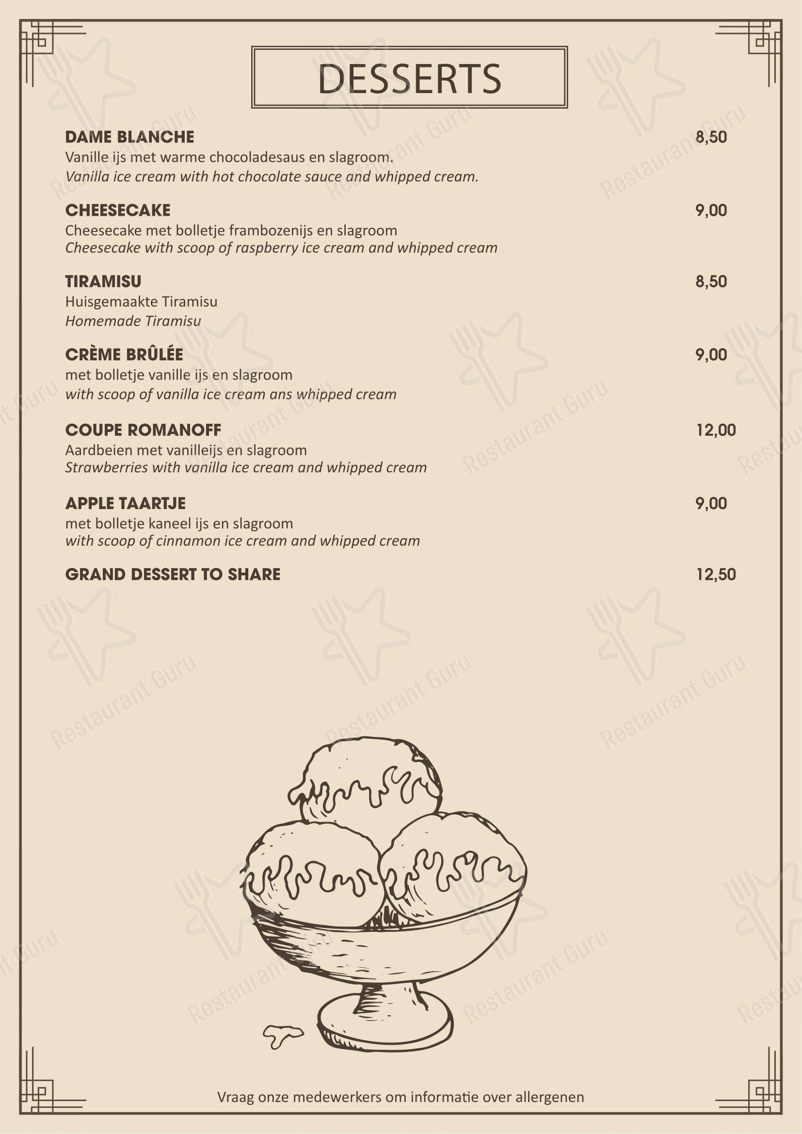 Menu pour Eetcafé De Halve Maan - Menu bar