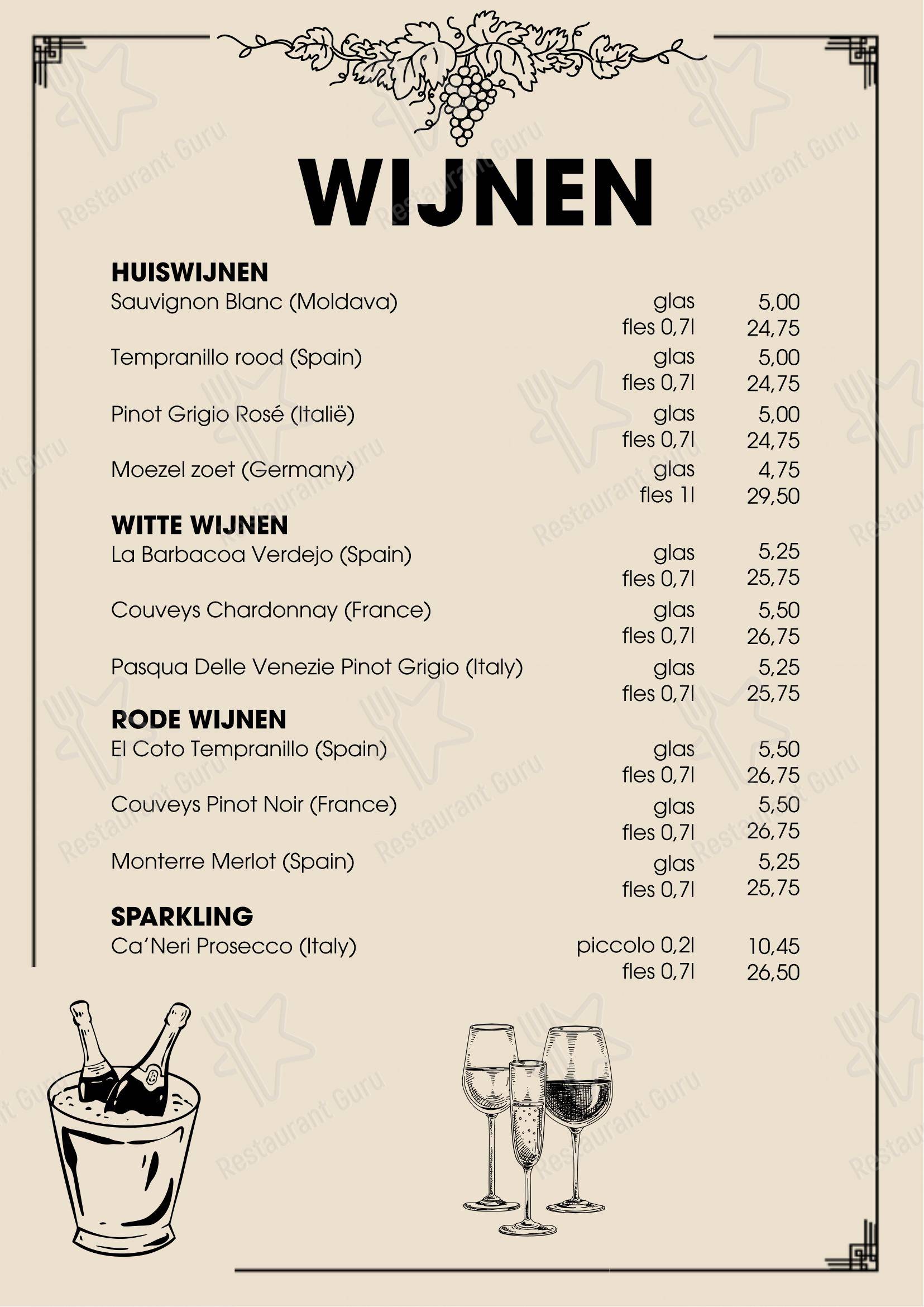 Menu pour Eetcafé De Halve Maan - Menu