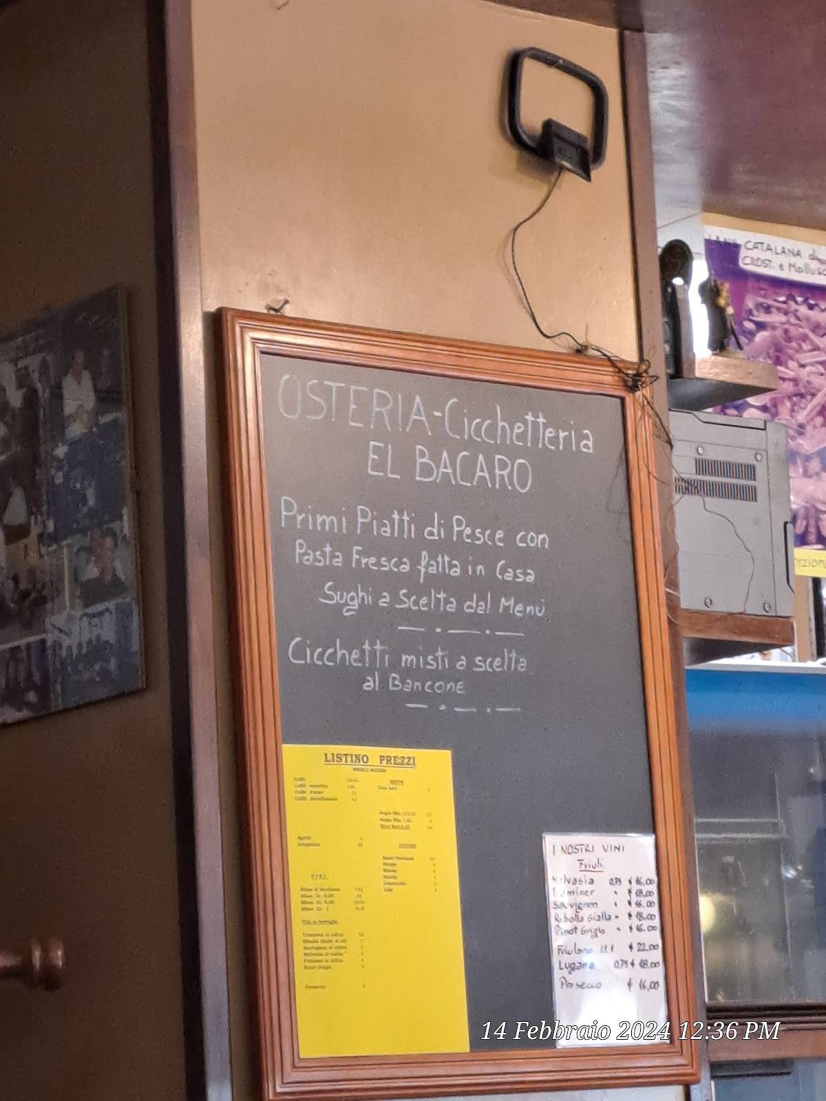 Menu di El BACARO Hosteria Cicchetteria di pesce da Ardino di Handraj Ardi 