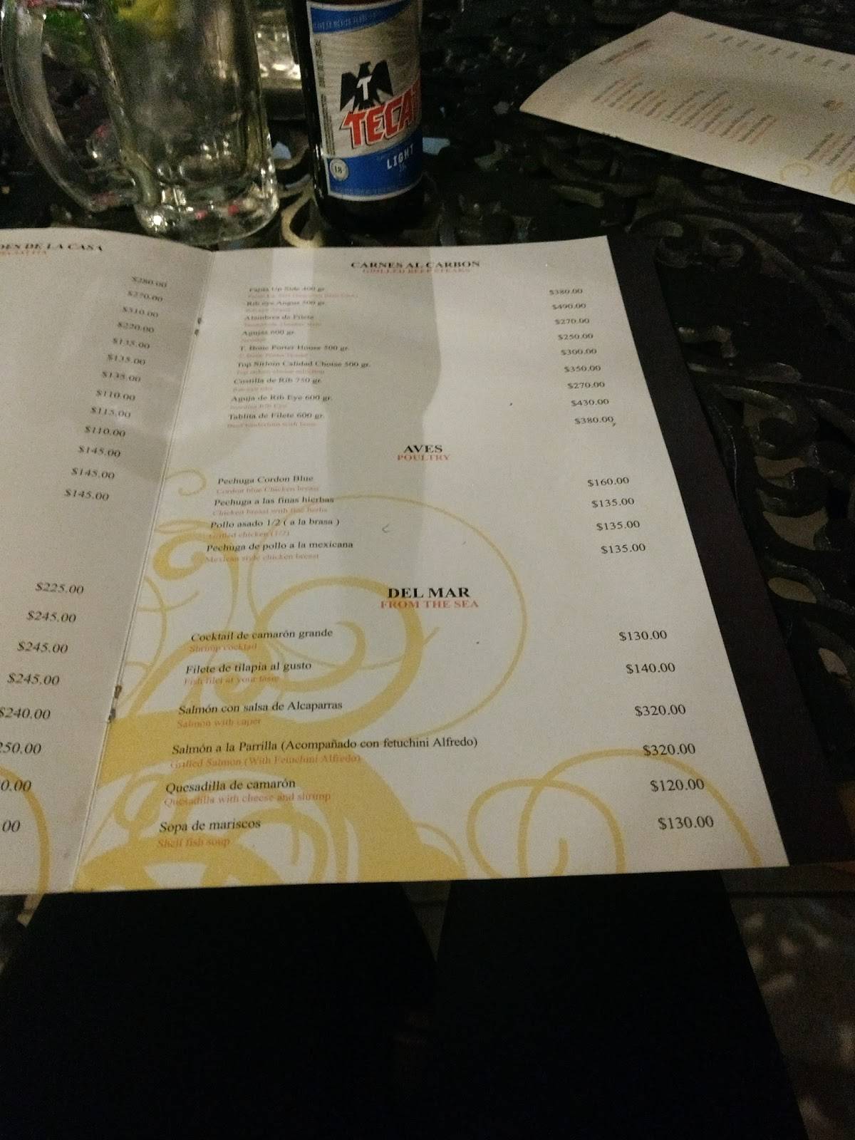 Carta del restaurante El Gusto del Puebla, San Nicolás del los Garza