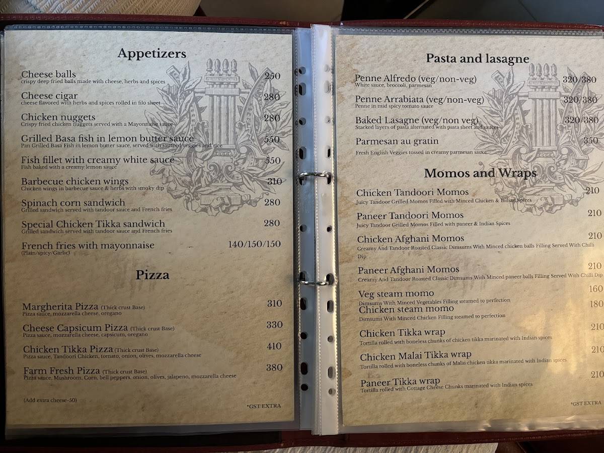 Empire Fine Dine Restaurant menu