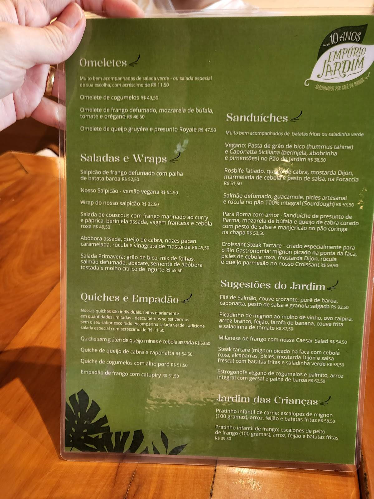 Empório Jardim cardápio