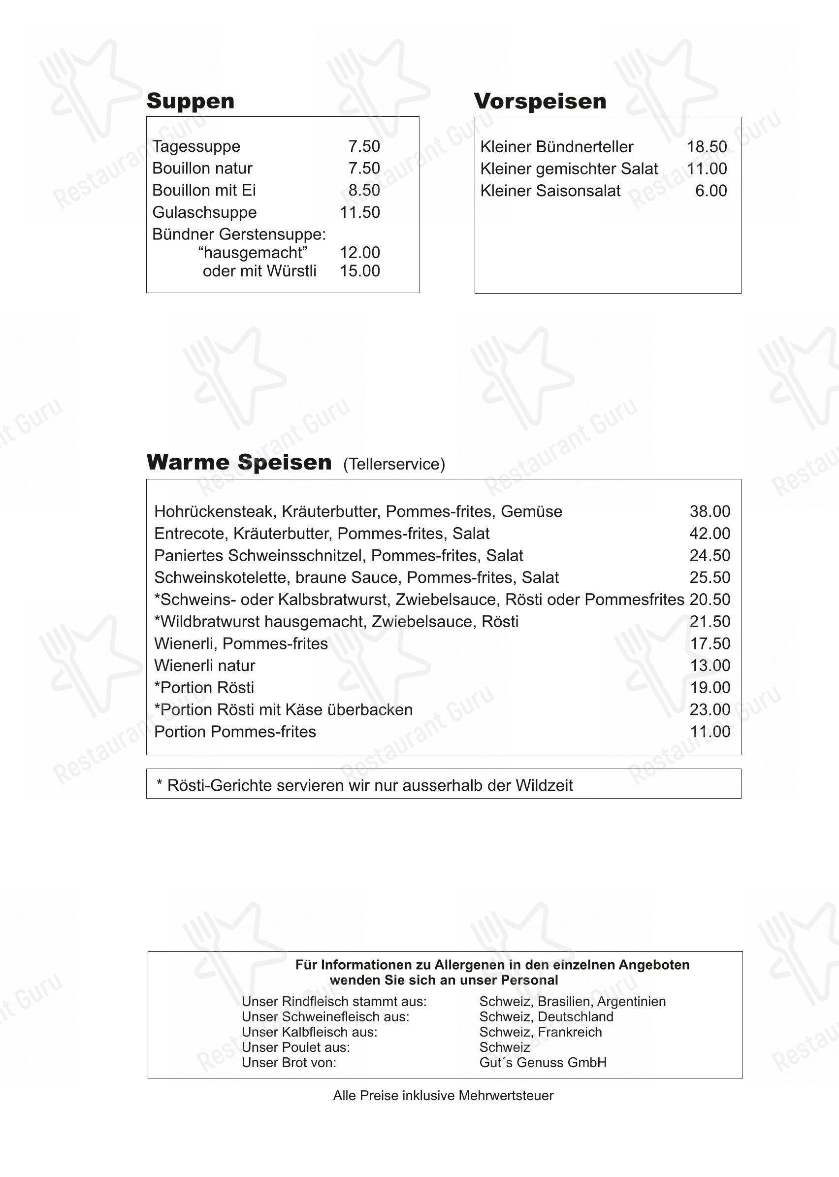 Restaurant Ende der Welt in Engelberg - 菜单