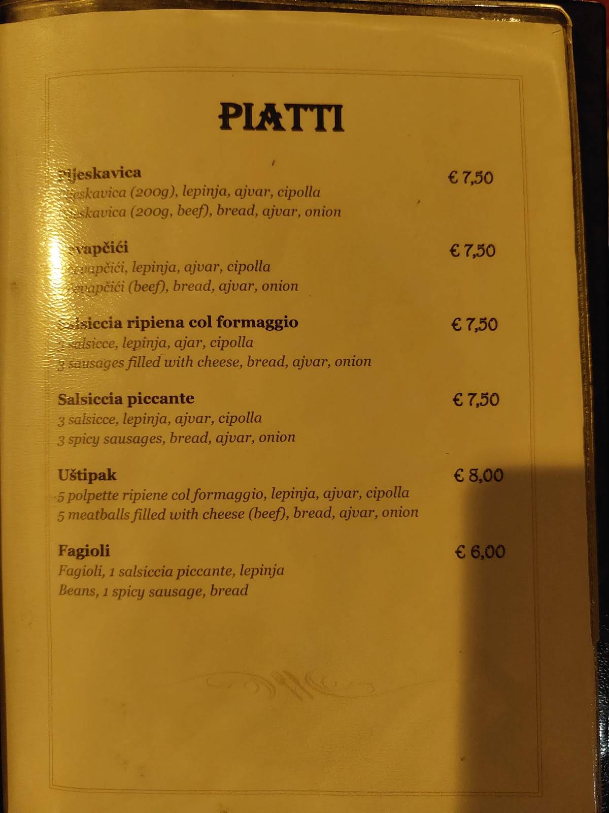 Menu di Enoteca Nanut Trieste 