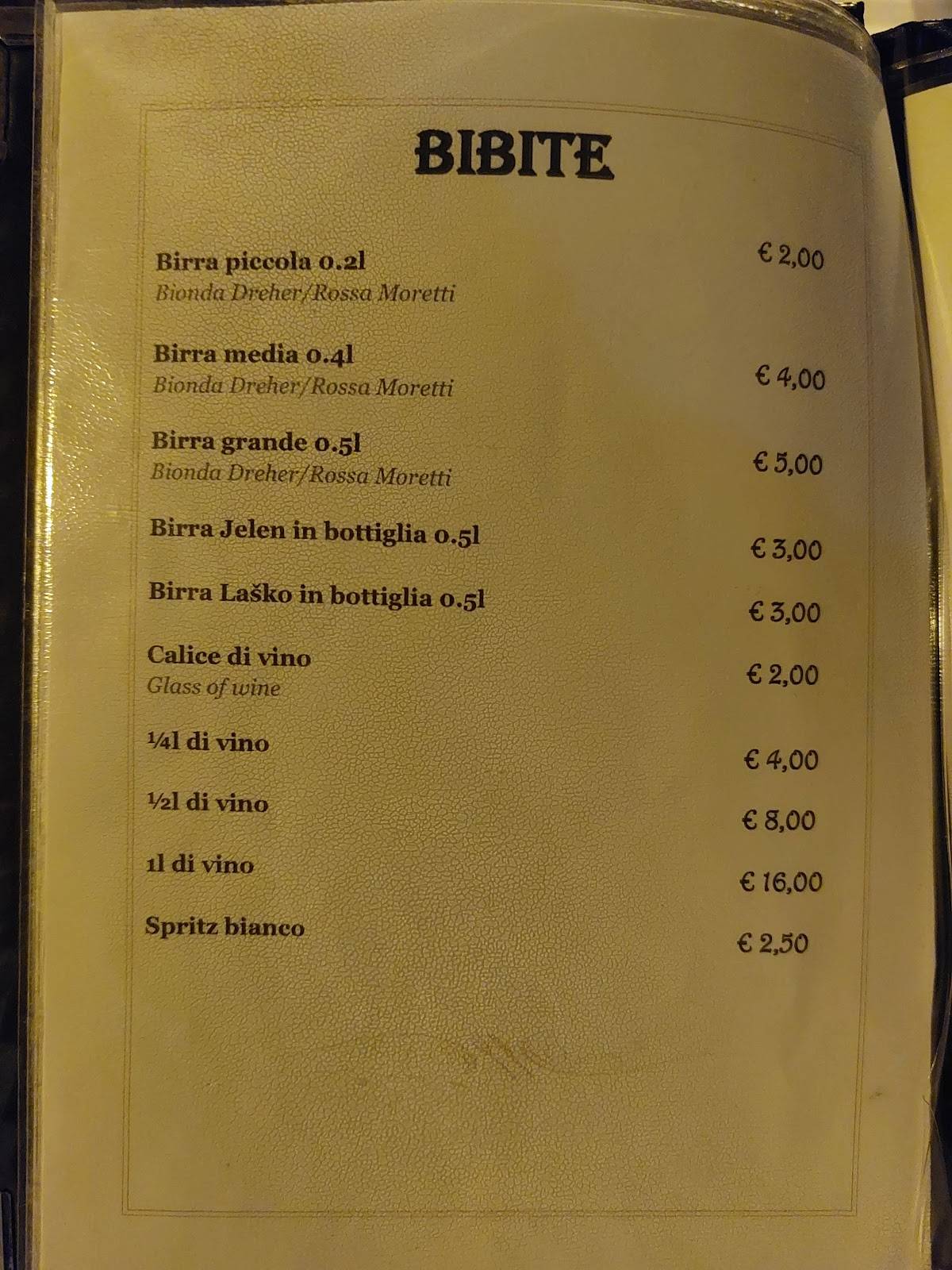 Menu di Enoteca Nanut Trieste 