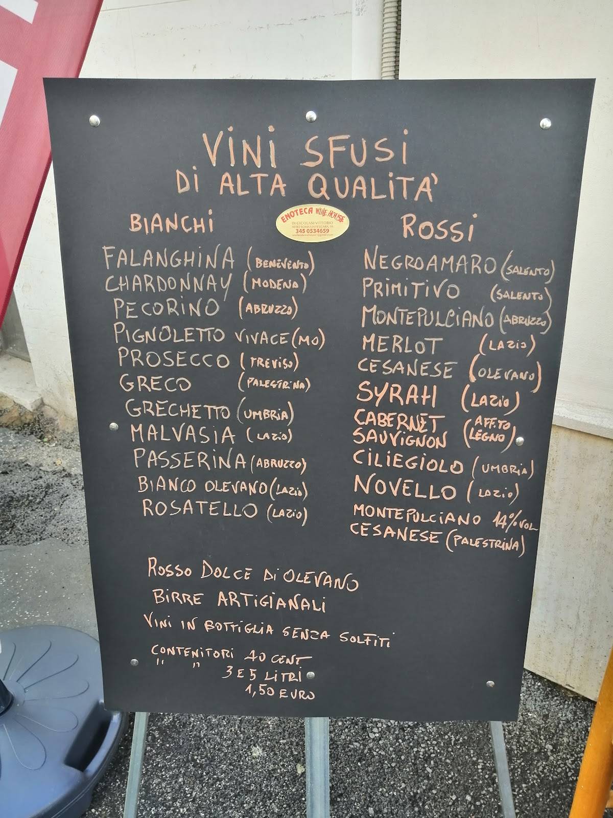 Menu de Enoteca Wine House Roma