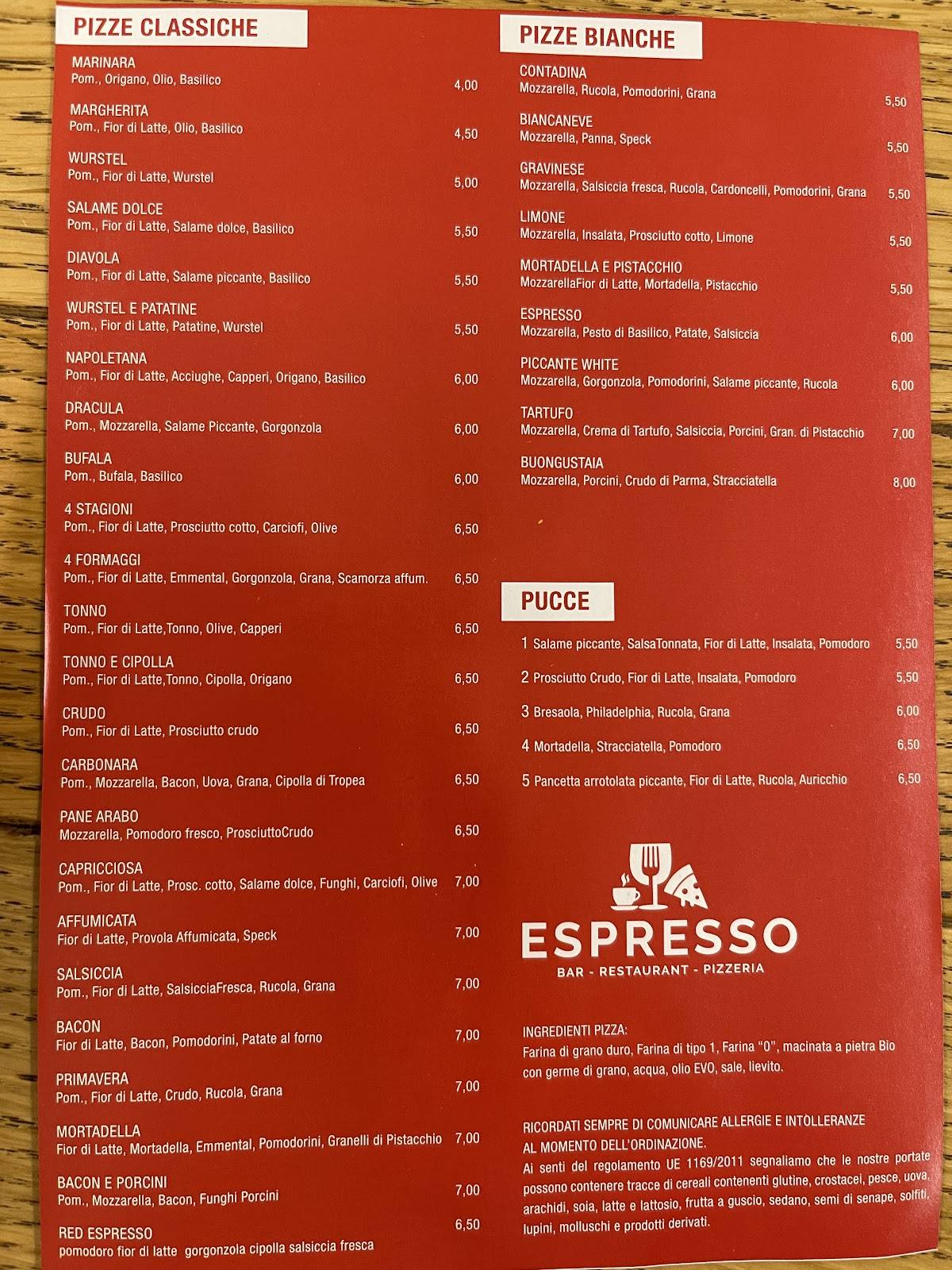 Menu di Espresso 