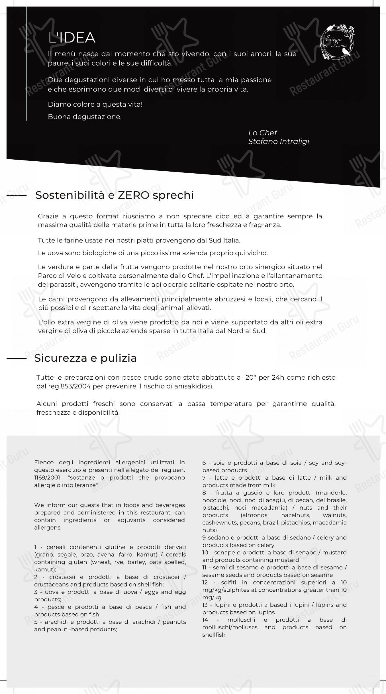 Menu di Etienne Roma Ristorante - Menu