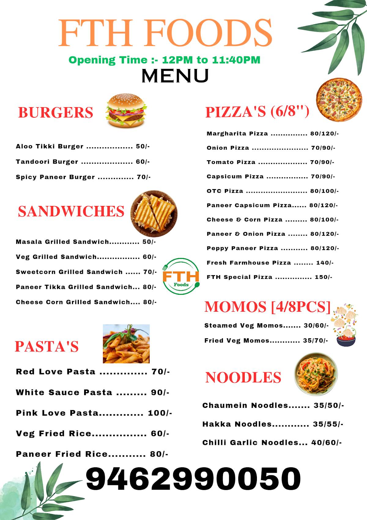 FTH Foods menu