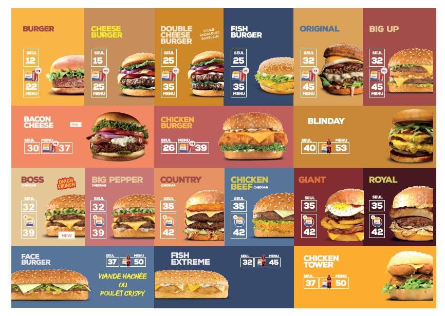 Menu de Faceburger Oqba