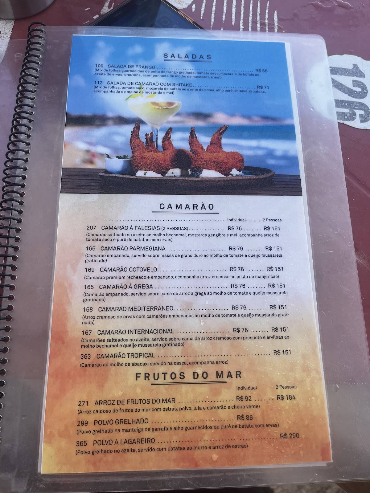 Restaurante Falésias cardápio