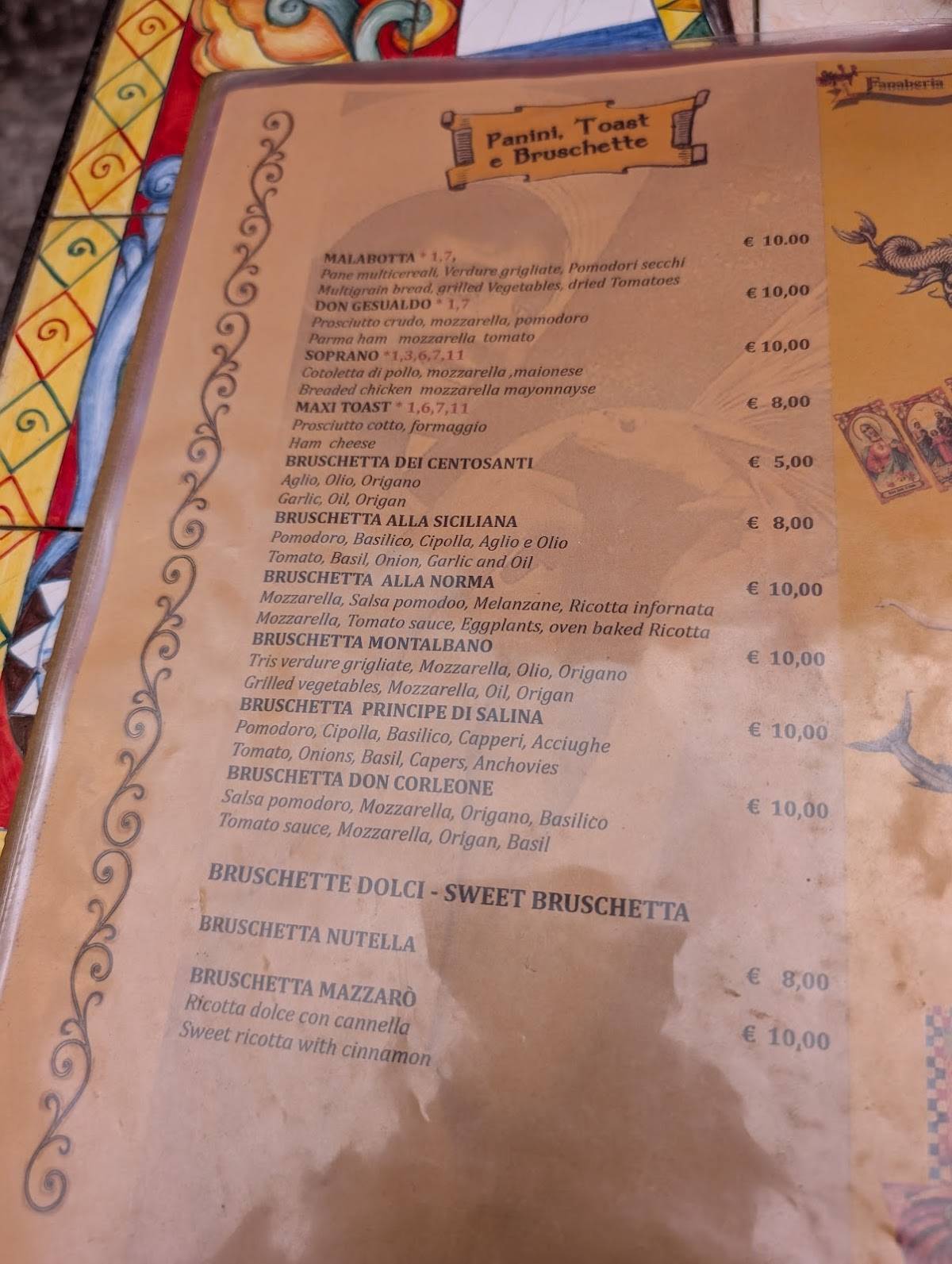 Menu di Fanaberia Cafe Gelateria Siciliana 