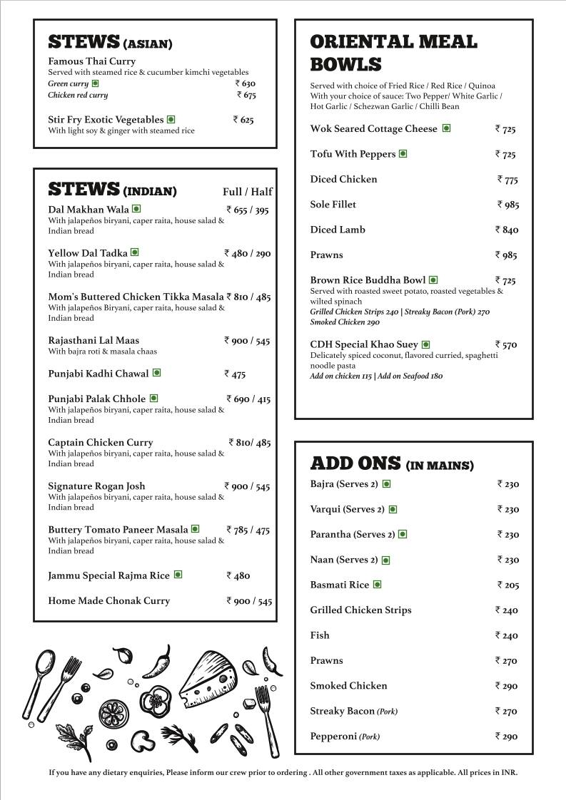 Cafe Delhi Heights menu