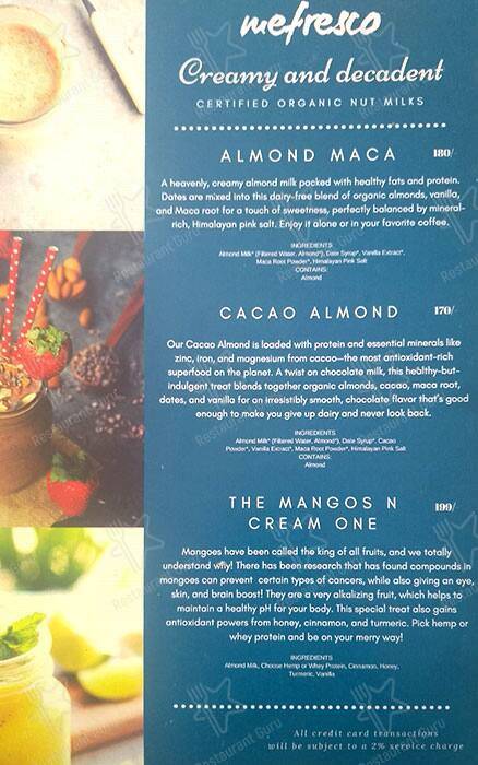 Cafe Mefresco menu