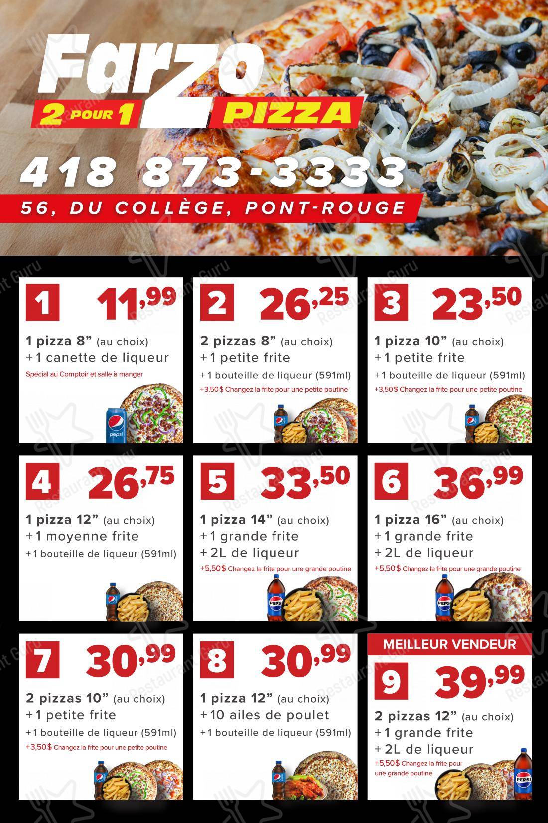 Farzo Pizza dans Pont-Rouge - Menu bar